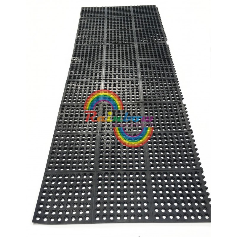 Interlocking Rubber Safety Mat for Restaurant, Bar, Kitchen, Garage 90X90cmX12mm